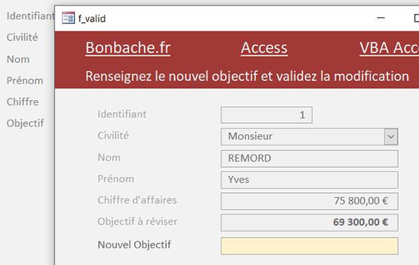 Formulaire Access complémentaire à faire communiquer avec le formulaire principal