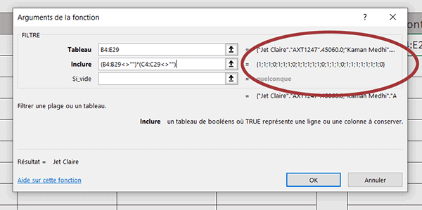 Chiffres zéros (0) qui repèrent les emplacements des cellules vides avec assistant fonction Excel