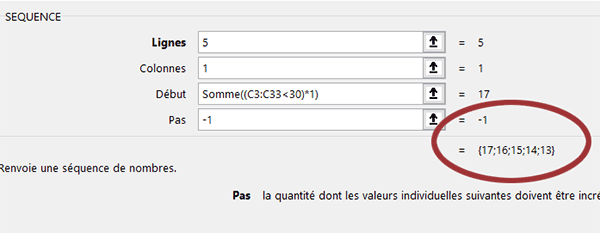 Suite inversée avec la fonction Excel Sequence