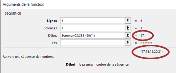 Trouver les positions des dernières lignes à extraire grâce à la fonction Excel Sequence