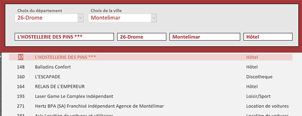 Filtrer les enregistrements sur un formulaire Access par le biais de critères recoupés avec deux listes déroulantes reliées entre elles