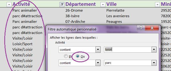 Opérateur logique OU pour critères cumulés sur même champ Excel