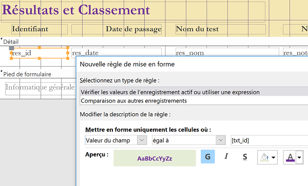 Faire ressortir dynamiquement les données de formulaire Access grâce au format conditionnel