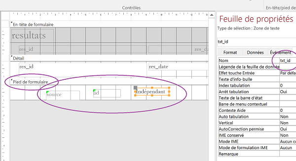 Ajouter contrôles dans pied de formulaire Access pour transfert dynamique de données en VBA