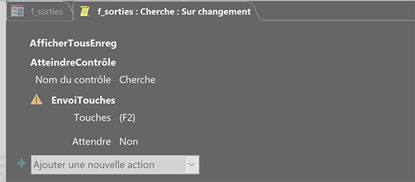 Simuler des actions au clavier sur un formulaire Access par action de macro