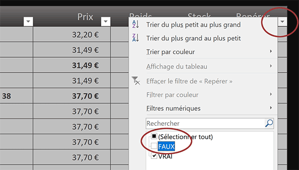 Filtrer et isoler les cellules en gras avec Excel