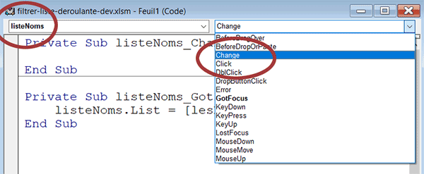 Déclencher un code VBA Excel à la saisie dans une liste déroulante ActiveX