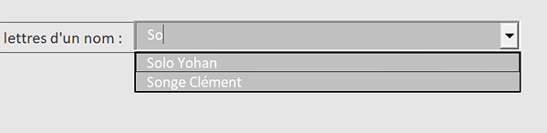 Filtrer une liste déroulante au cours de la frappe en VBA Excel