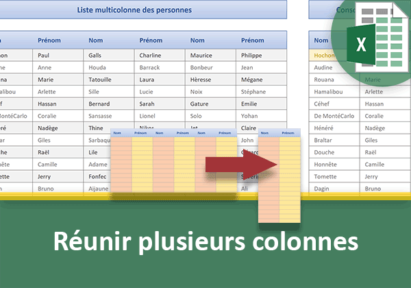 Réunir les données de plusieurs colonnes par calcul Excel