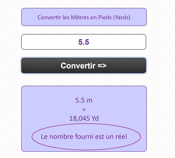 Page Html pour tester les nombres à calculer par une fonction codée Javascript