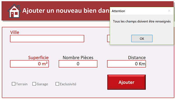 Message alerte au clic sur bouton de formulaire par macro Access vérifiant que les champs ne sont pas vides