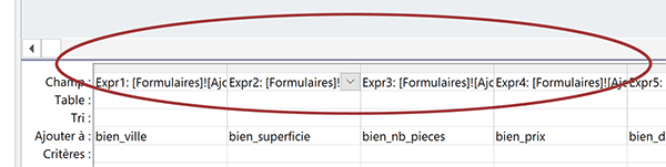 Liaisons dynamiques champs de requête Ajout Access et contrôles de formulaire