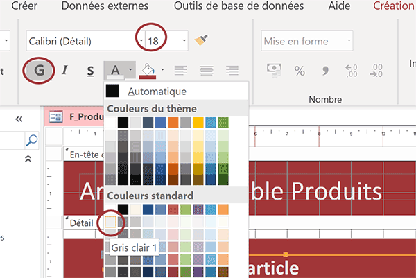 Formatage et présentation du titre du formulaire Access