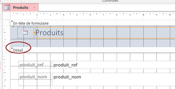 Agrendir zone en-tête formulaire Access en mode conception