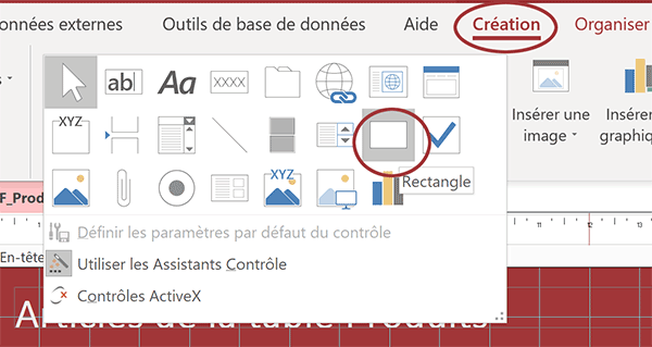 Créer un arrière-plan pour le titre du formulaire grâce au contrôle Rectangle