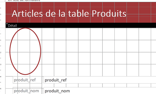 Déplacer à la verticale les contrôles du formulaire Access pour faire de la place et organiser les données