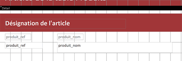 Positionner approximativement les contrôles de saisie et leur étiquette sur le formulaire Access