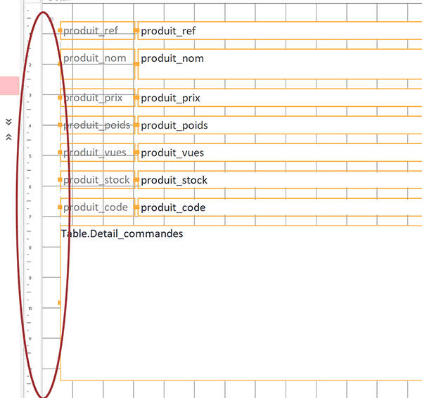 Regrouper les contrôles de formulaire Access dans une même sélection en glissant depuis la règle verticale