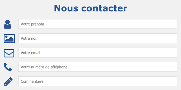 Formulaire Html de contact avec icônes graphiques