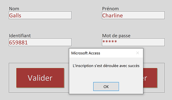 Formulaire Access d-inscription sans code VBA