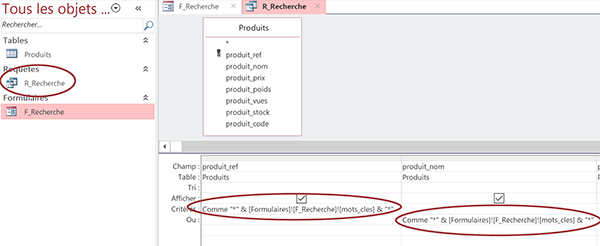 Double condition de requête Access pour recherches par mots clés sur formulaire