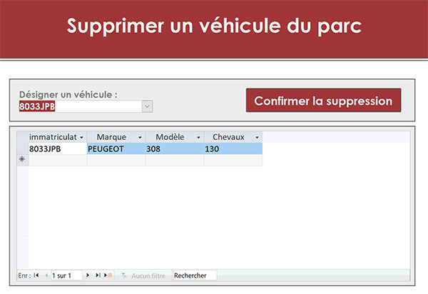 Formulaire Access pour supprimer automatiquement enregistrement au choix dans liste déroulante