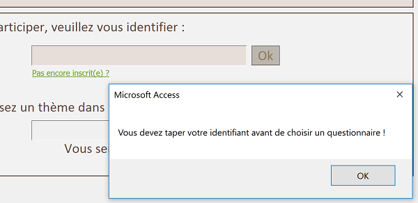 Contrôle des informations identification saisies en Visual Basic Access