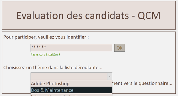 Vérification informations identification par code Visual Basic Access