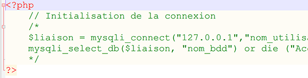 Chaîne de connexion Php pour accéder aux informations de base de données MySql