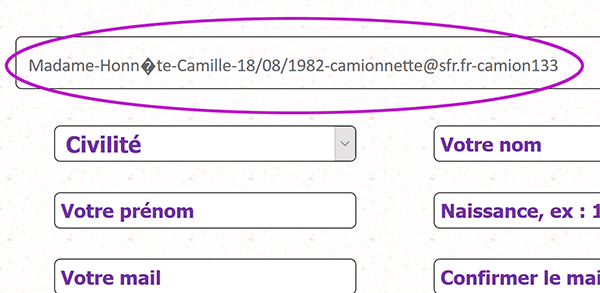 Réception données formulaire inscription côté serveur par code Php avant insertion en base de données