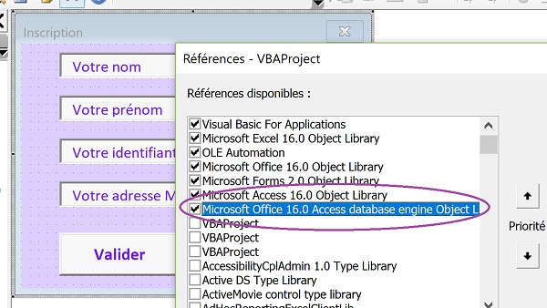 Ajouter référence ActiveX au projet VBA Excel pour manipuler les bases de données Access externes