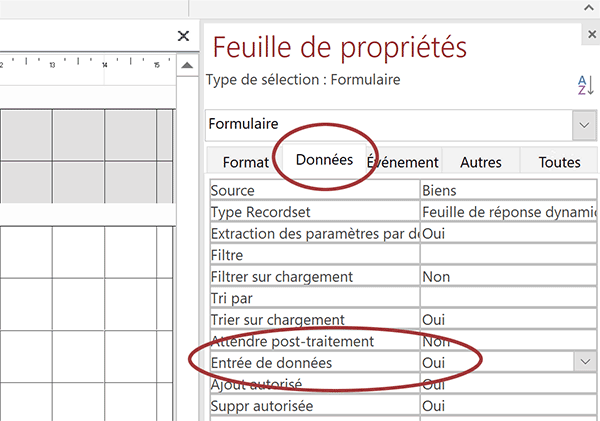 Transformer formulaire Access de consultation en formulaire ajout de données