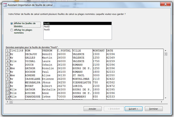 Assistant importation Excel vers Access