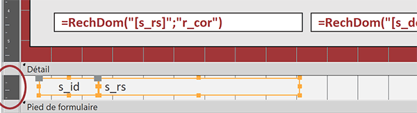 Sélectionner les champs du formulaire Access par clic sur la règle