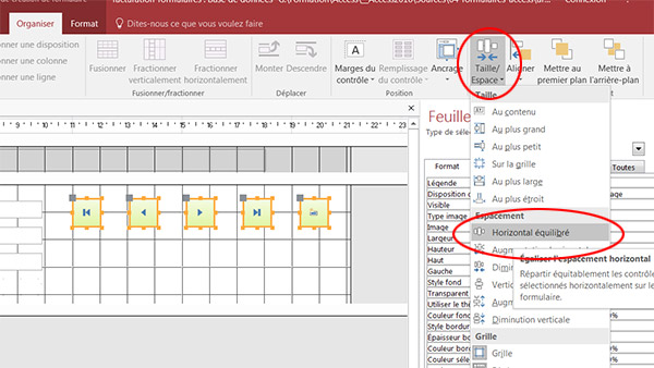 Alignements et espacements automatiques des boutons