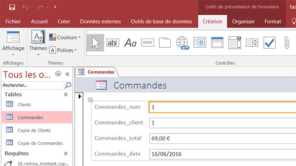 Création automatique formulaire Access