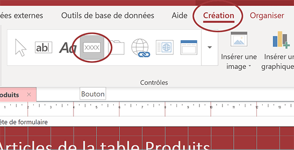 Ajouter un bouton sur un formulaire Access