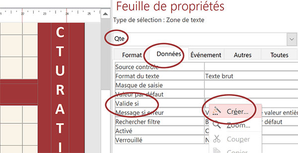 Créer nouvelle règle par générateur expression pour contrôler saisie sur formulaire Access