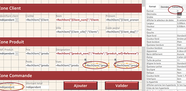 Appliquer un format numérique à plusieurs zones de texte sélectionnées ensembles sur le formulaire Access