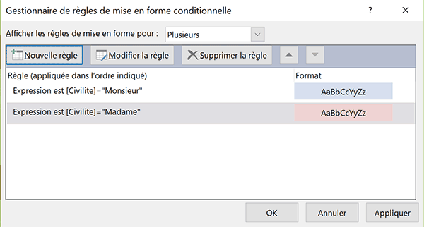 Gestionnaire des règles de mise en forme conditionnelle sur formulaire Access