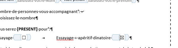 Case à cocher pour choix de réponse dans questionnaire Word