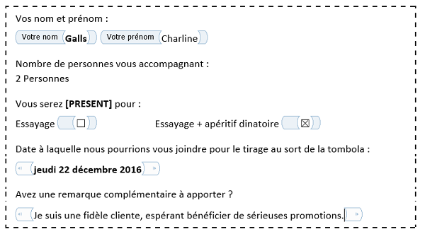 Enquête Word, questions et réponses, avec les formulaires