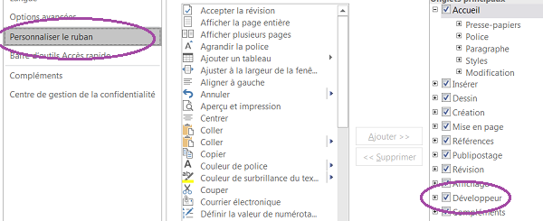 Afficher le ruban Développeur de Word pour les champs de formulaire