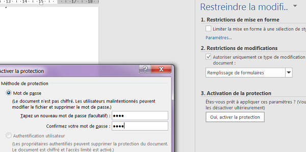 Verrouiller et protéger formulaire Word par mot de passe