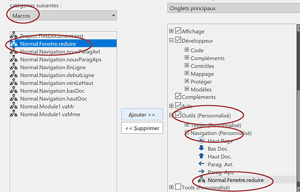 Bouton de macro VBA Word pour réduire toutes les fenêtres dans un ruban personnalisé