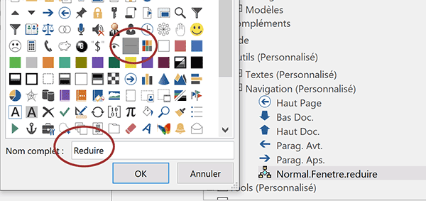 Renommer bouton de macro VBA Word avec icône graphique