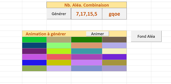 Animation Excel avec des couleurs générées aléatoirement par le code VBA et fonction Timer