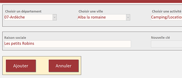 Formulaire Access de création avec listes déroulantes reliées entre elles