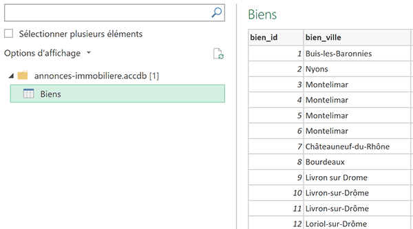 Assistant de liaison des données Access dans Excel