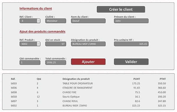 Construire la facture du client sur interface Web Php en ajoutant les articles achetés